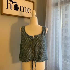 Mimi Chica heart-print button up tank